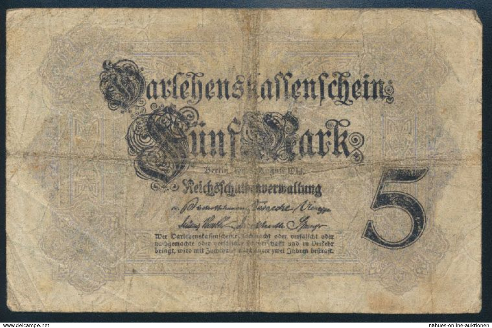 Geldschein Banknote 5 Mark Ro: 48b 05.08.1914 - Andere & Zonder Classificatie