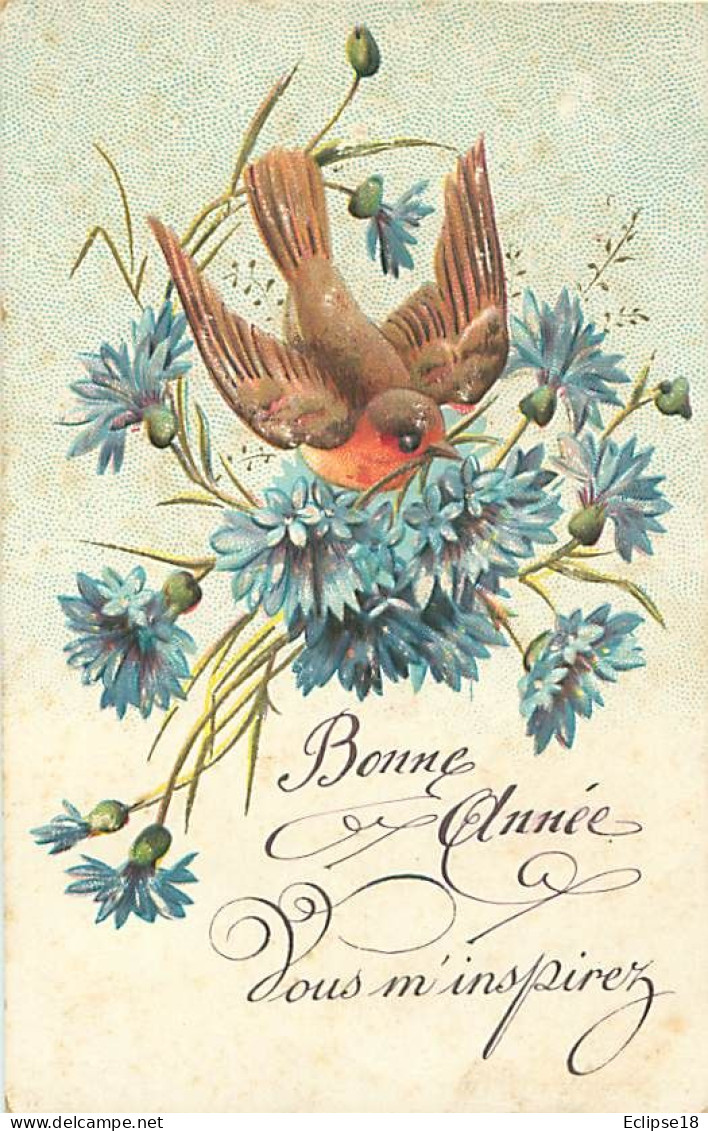 Carte Gaufrée  - Theme Oiseaux Bonne Année     Q 2627 - Oiseaux