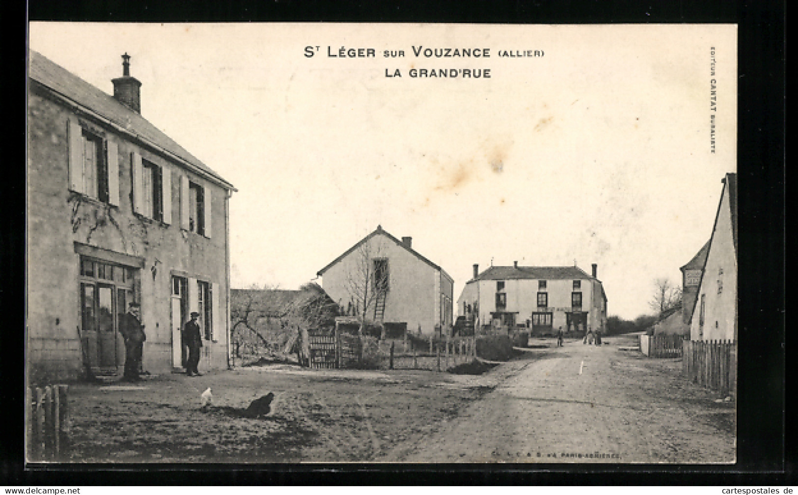 CPA St-Léger-sur-Vouzance, La Grand`Rue, Vue De La Rue  - Autres & Non Classés