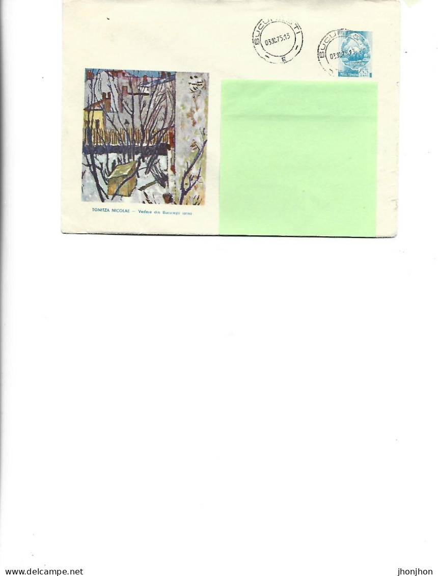 Romania - Postal St.cover Used 1973(1014) -  Painting By Nicolae Tonitza -  View From Bucharest In Winter - Entiers Postaux