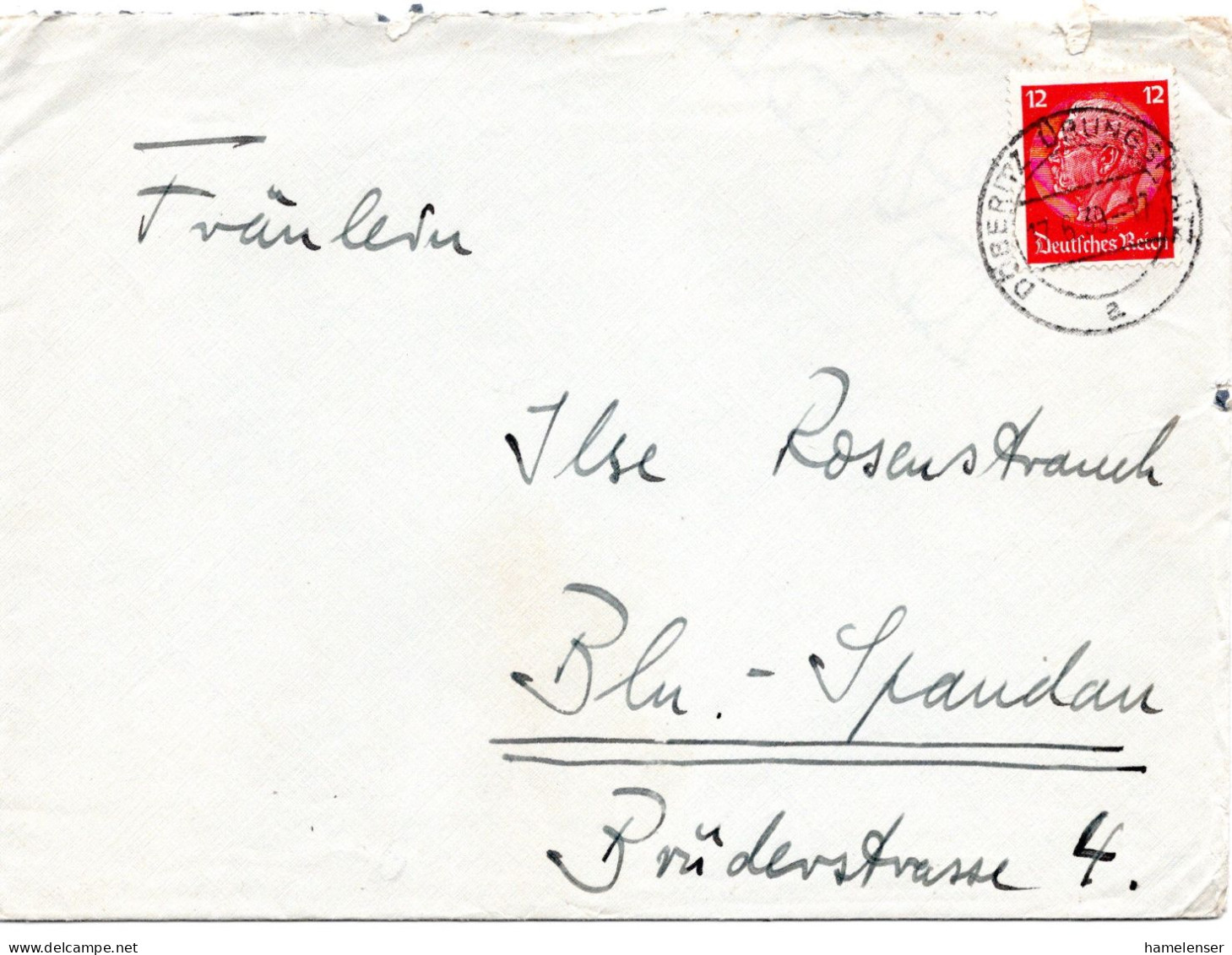 64495 - Deutsches Reich - 1939 - 12Pfg Hindenburg EF A Bf DOEBERITZ-UEBUNGSPLATZ -> Berlin - Briefe U. Dokumente