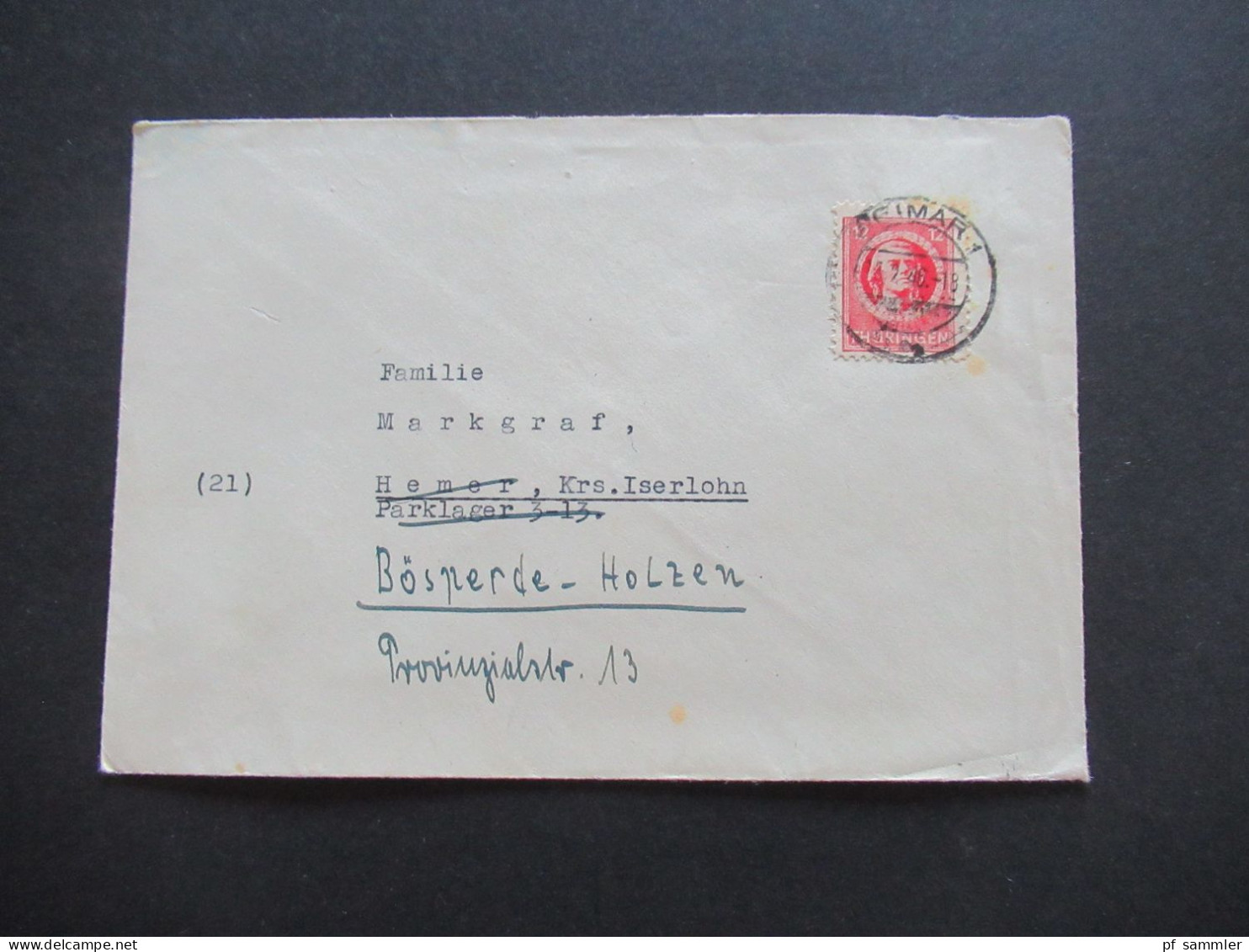 SBZ Thüringen 2.1926 Friedrich Von Schiller Mi.Nr.97 EF Und MeF Je Mit Tagesstempel Weimar Als Fernbrief Nach Hemer - Lettres & Documents