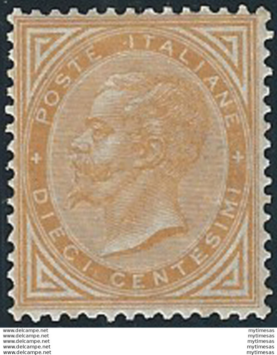 1863-65 Italia VE II 10c. Torino Ocra Bc MH Sassone N. T17 - Autres & Non Classés