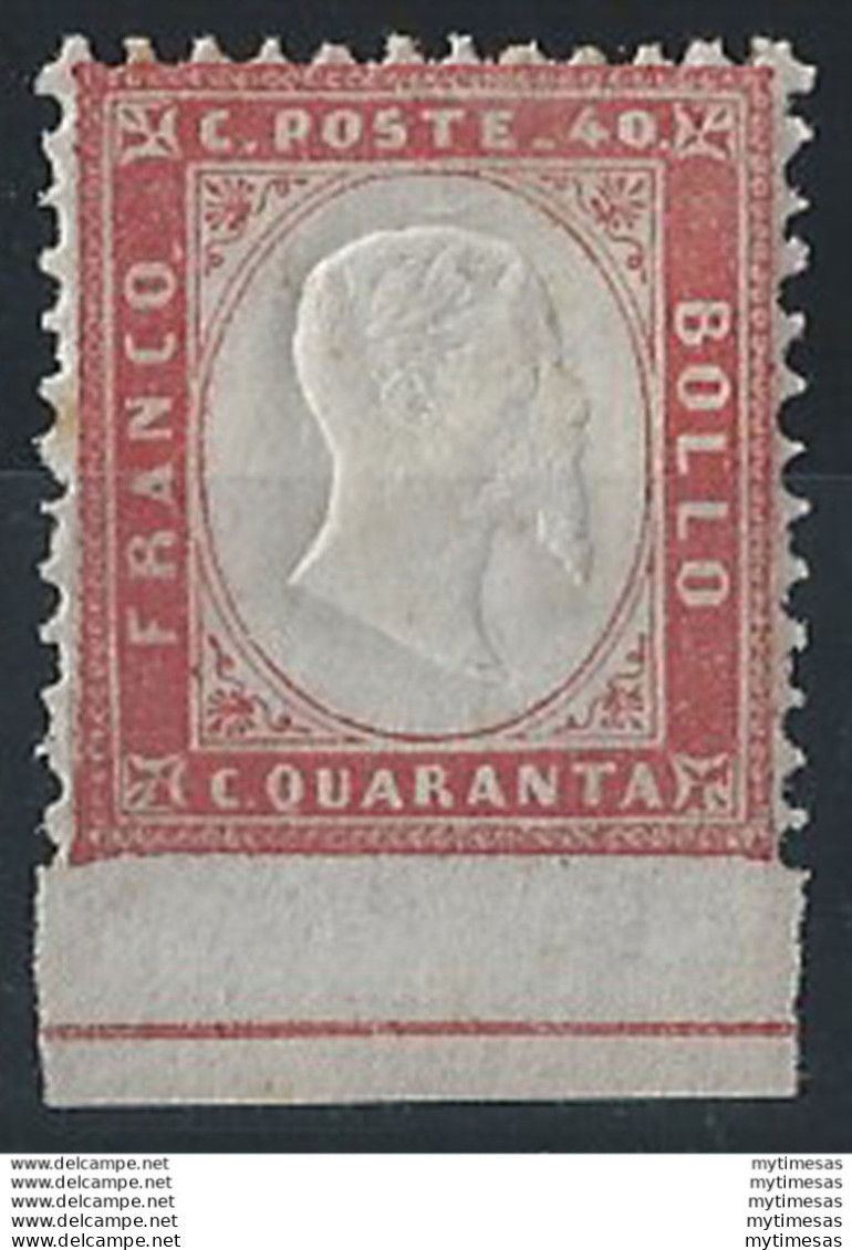 1862 Italia VE II 40c. Rosso Carminio NP In Basso MNH Sassone N. 3l - Autres & Non Classés