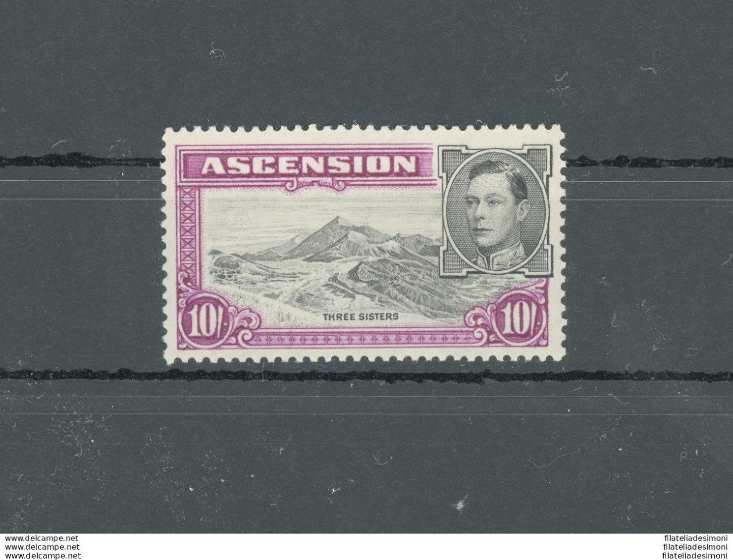 1938-53 ASCENSION, Stanley Gibbons N. 47 - 10 Scellini Black And Bright Purple - MNH** - Autres & Non Classés
