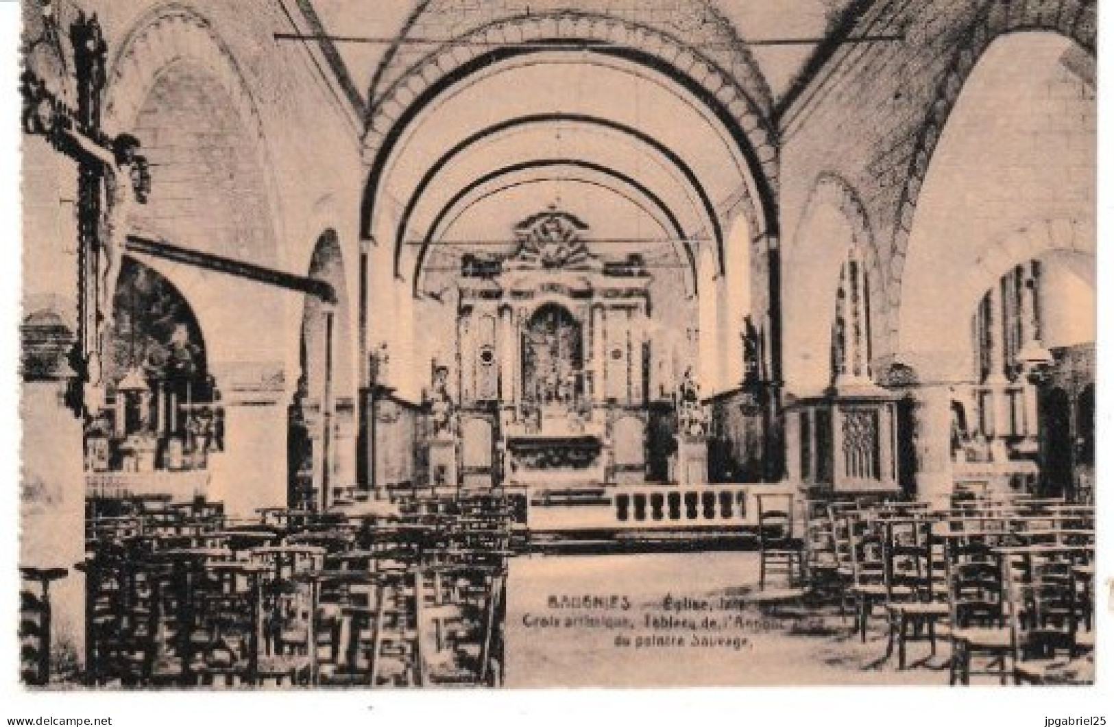 DEND Baugnies Eglise Interieur Croix Artistique Tableau De L Annonciaion Du Peintre Sauvage - Autres & Non Classés