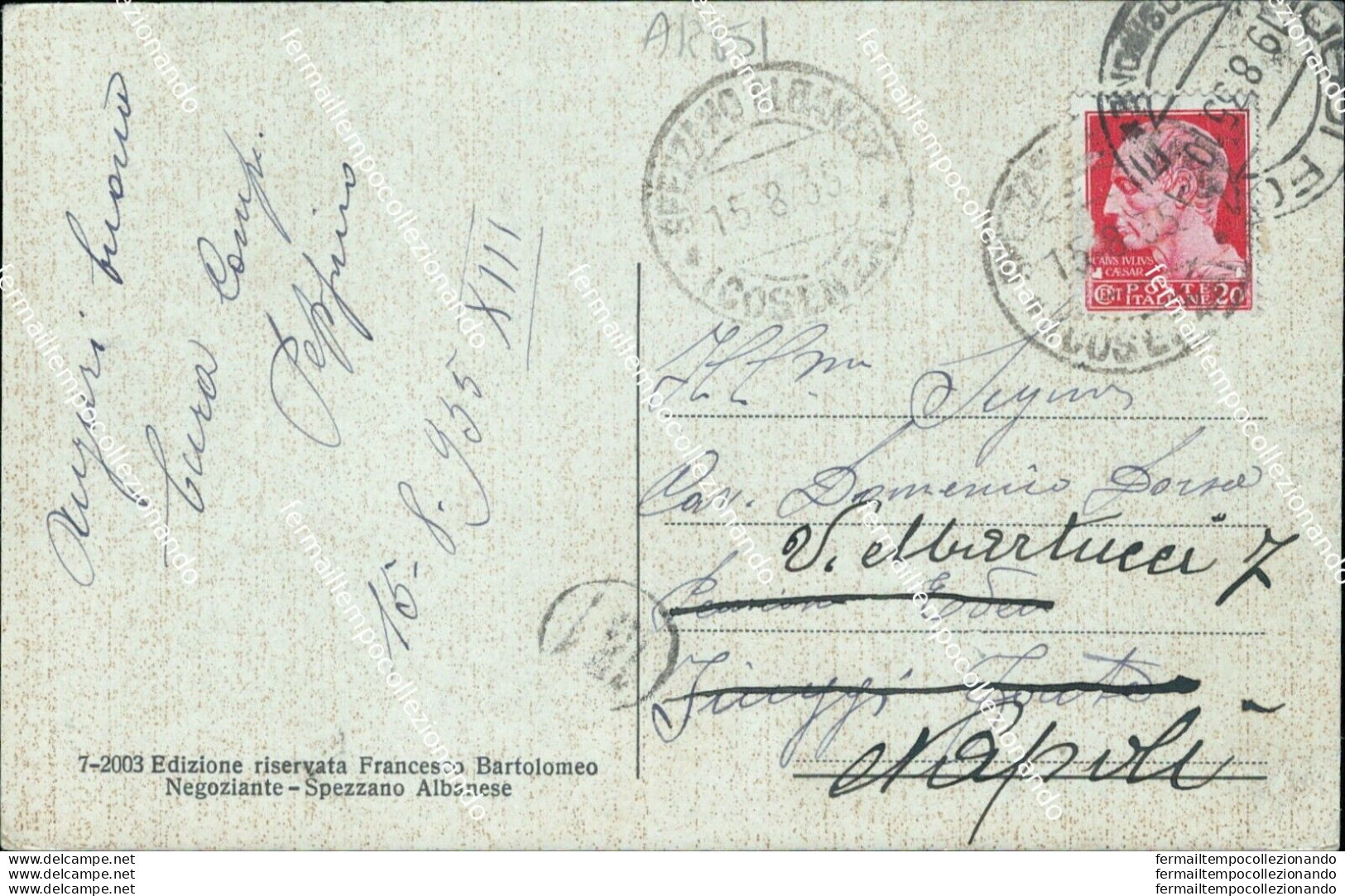 Ar651 Cartolina Spezzano Albanese Corso Nazionale 1935 Provincia Di Cosenza - Cosenza