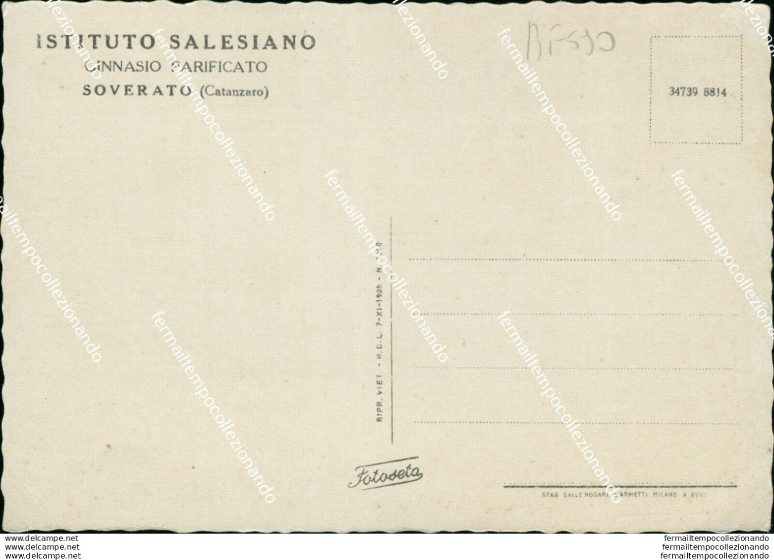 Bf590 Cartolina Soverato Istituto Salesiano Una Delle Camerate Catanzaro - Catanzaro