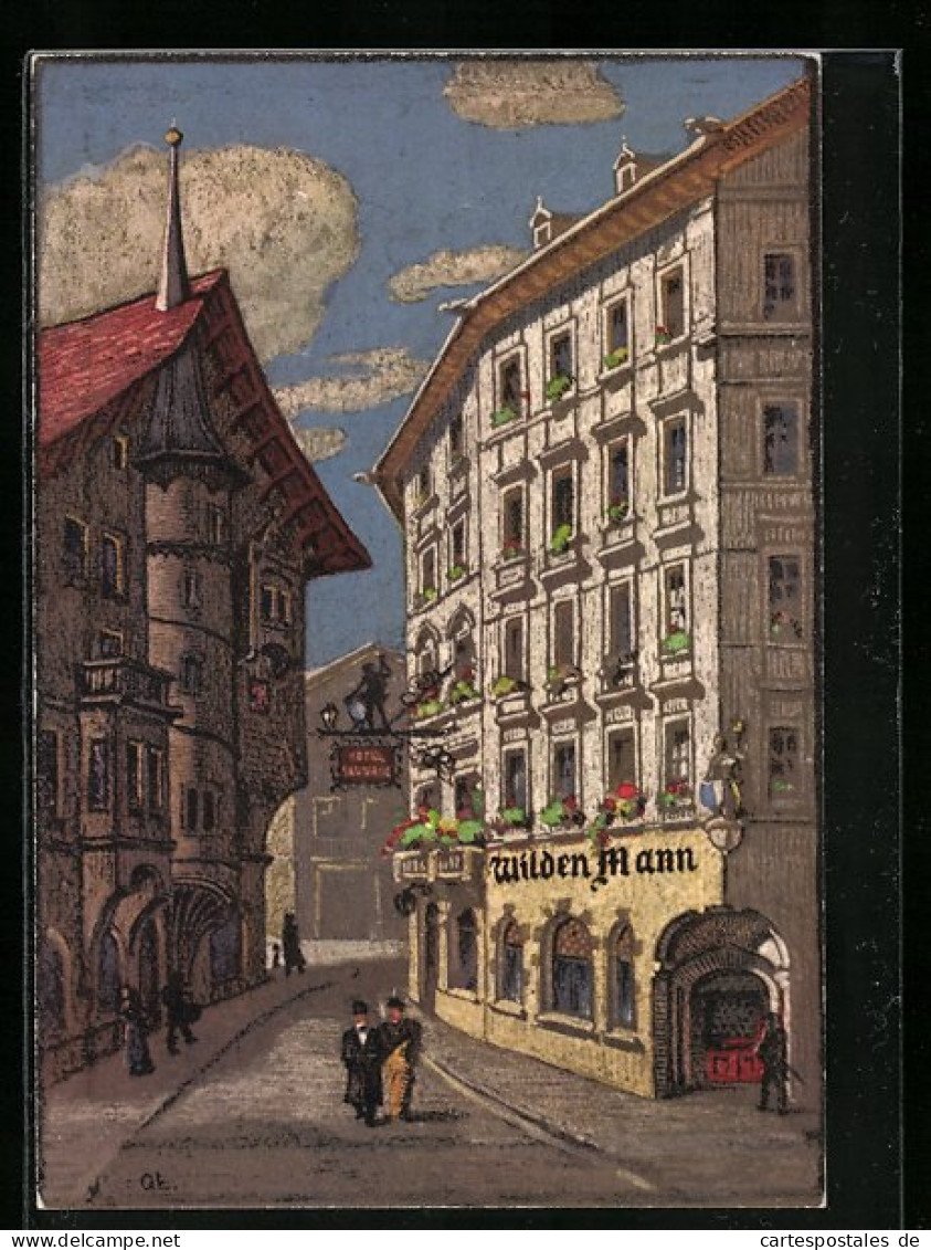 Künstler-AK Luzern, Hotel Wilden Mann  - Lucerne