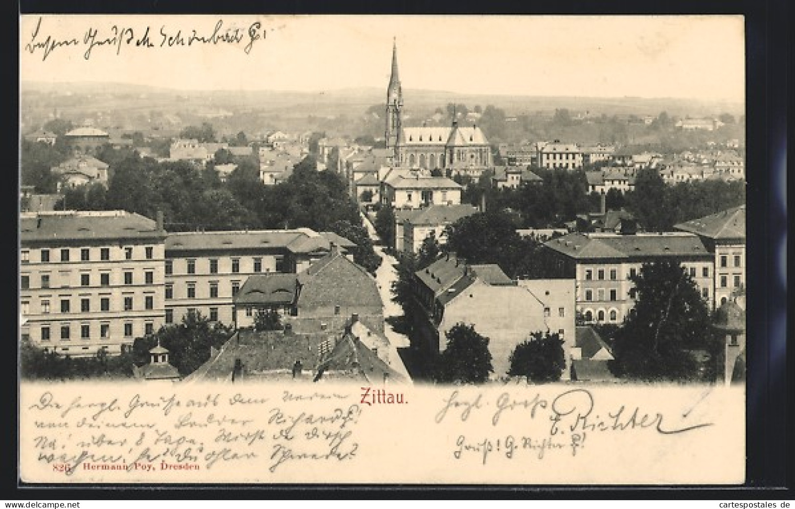 AK Zittau, Teilansicht Mit Kirche  - Zittau