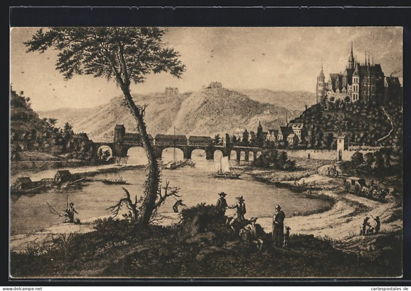Künstler-AK Alt-Meissen, Panorama Im Jahre 1776  - Meissen