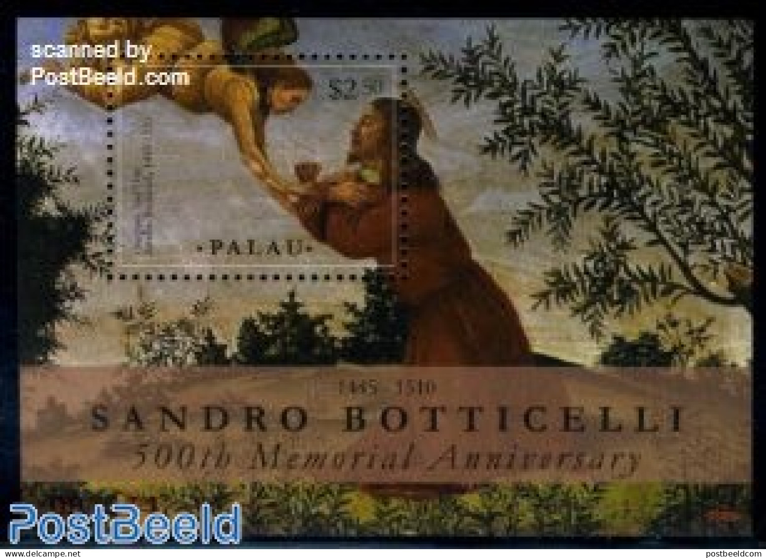 Palau 2010 Sandro Botticelli S/s, Mint NH, Art - Paintings - Other & Unclassified