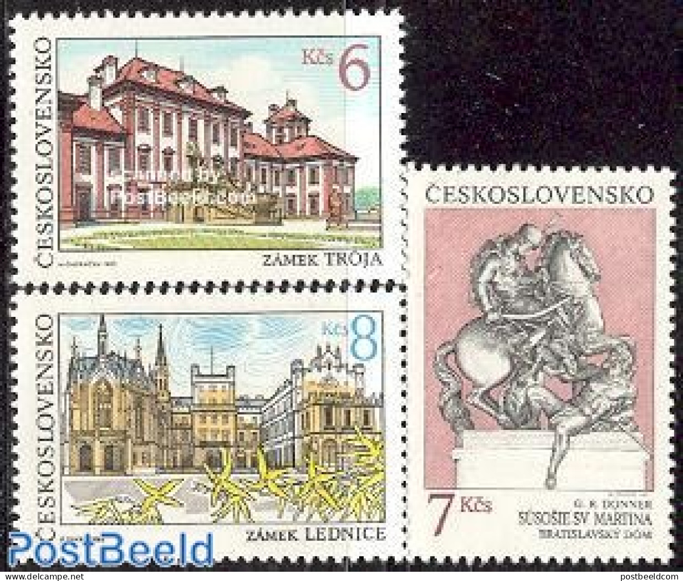 Czechoslovkia 1992 Tourism 3v, Mint NH, Art - Castles & Fortifications - Sculpture - Other & Unclassified