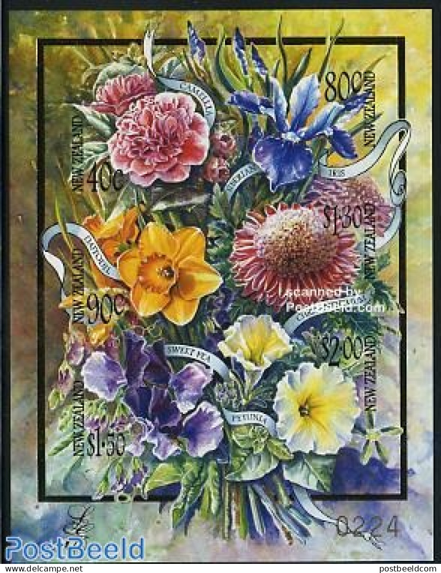 New Zealand 2001 Garden Flowers S/s, Limited Edition, Mint NH, Nature - Flowers & Plants - Unused Stamps