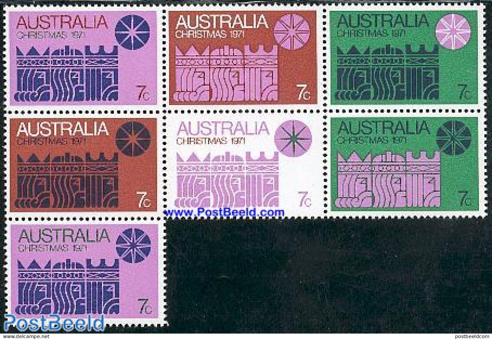 Australia 1971 Christmas 7v [++-], Mint NH, Religion - Christmas - Neufs
