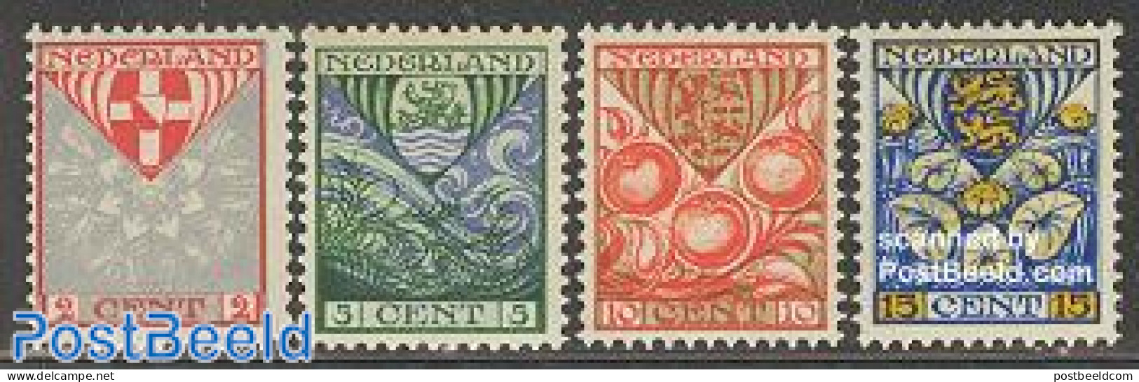 Netherlands 1926 Child Welfare 4v, Unused (hinged), History - Nature - Coat Of Arms - Flowers & Plants - Fruit - Neufs