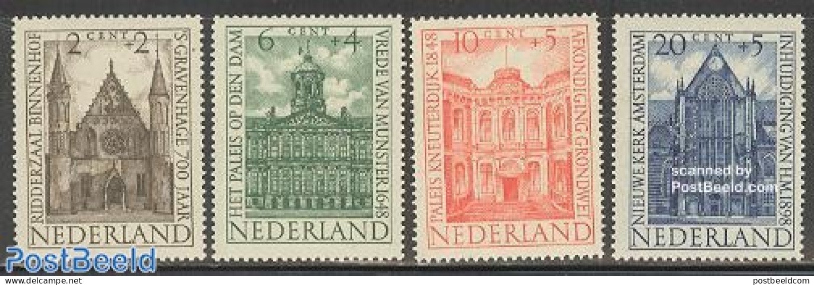 Netherlands 1948 Architectural Heritage 4v, Mint NH, Religion - Churches, Temples, Mosques, Synagogues - Art - Archite.. - Neufs