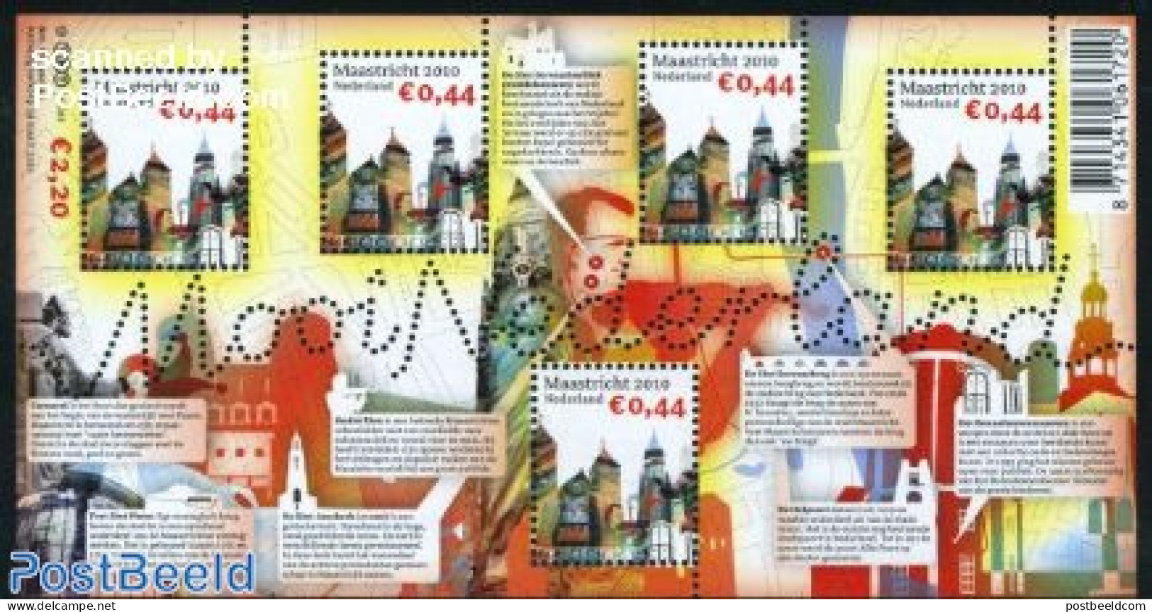 Netherlands 2010 Beautiful Netherlands, Maastricht S/s, Mint NH, Performance Art - Various - Music - Tourism - Art - M.. - Unused Stamps