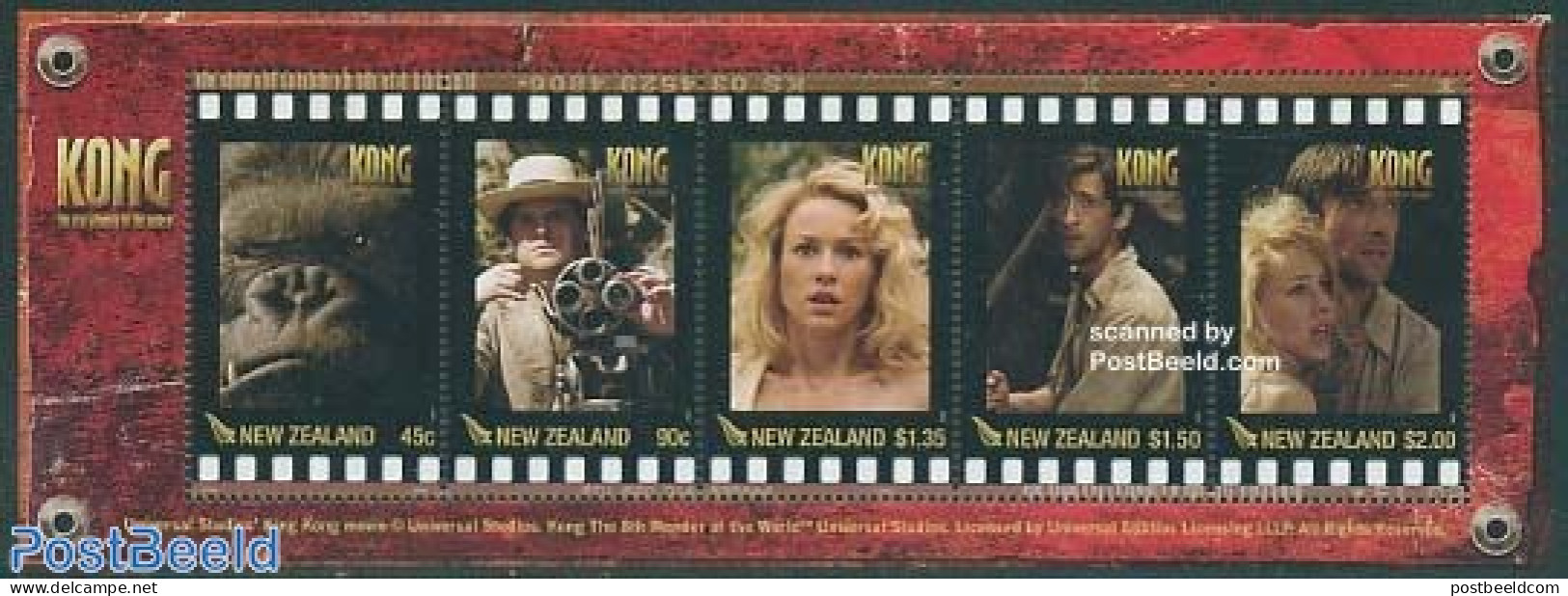New Zealand 2005 Kong S/s, Mint NH, Nature - Performance Art - Monkeys - Film - Movie Stars - Unused Stamps