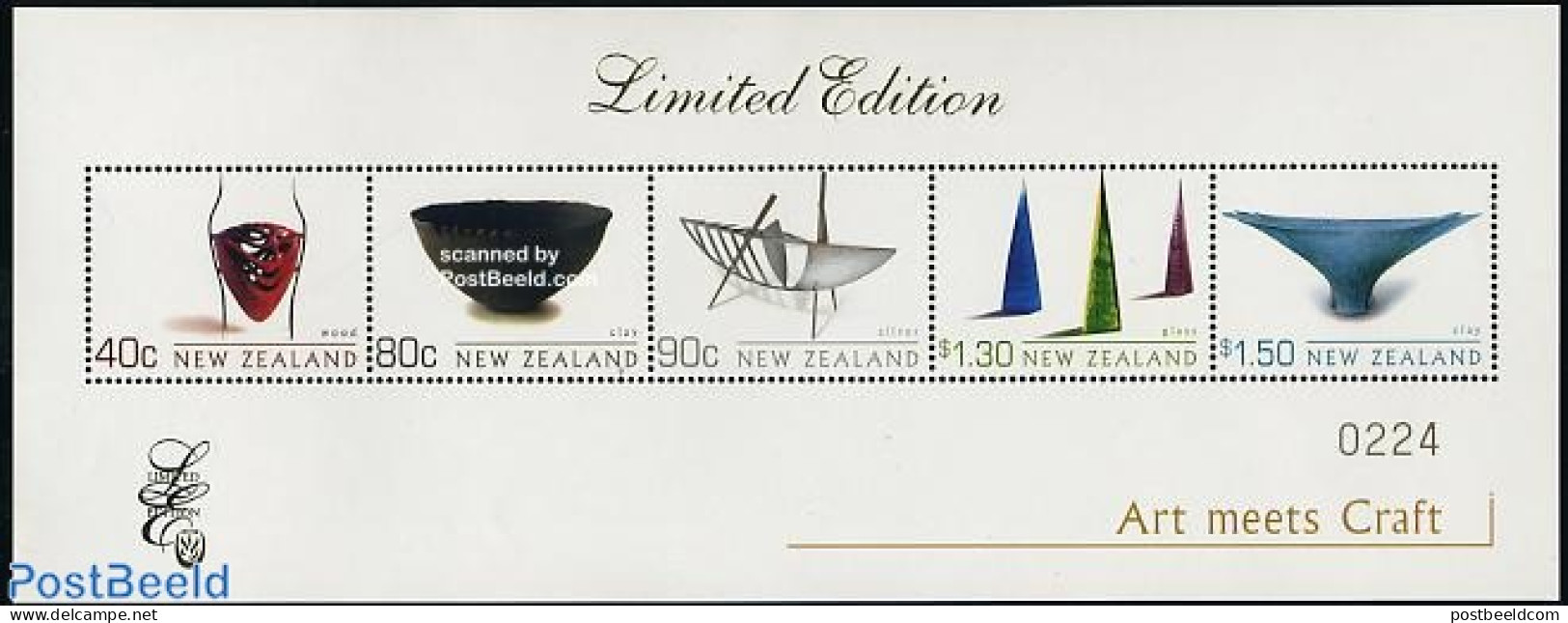 New Zealand 2002 Art Objects S/s Limited Edition, Mint NH, Art - Art & Antique Objects - Unused Stamps