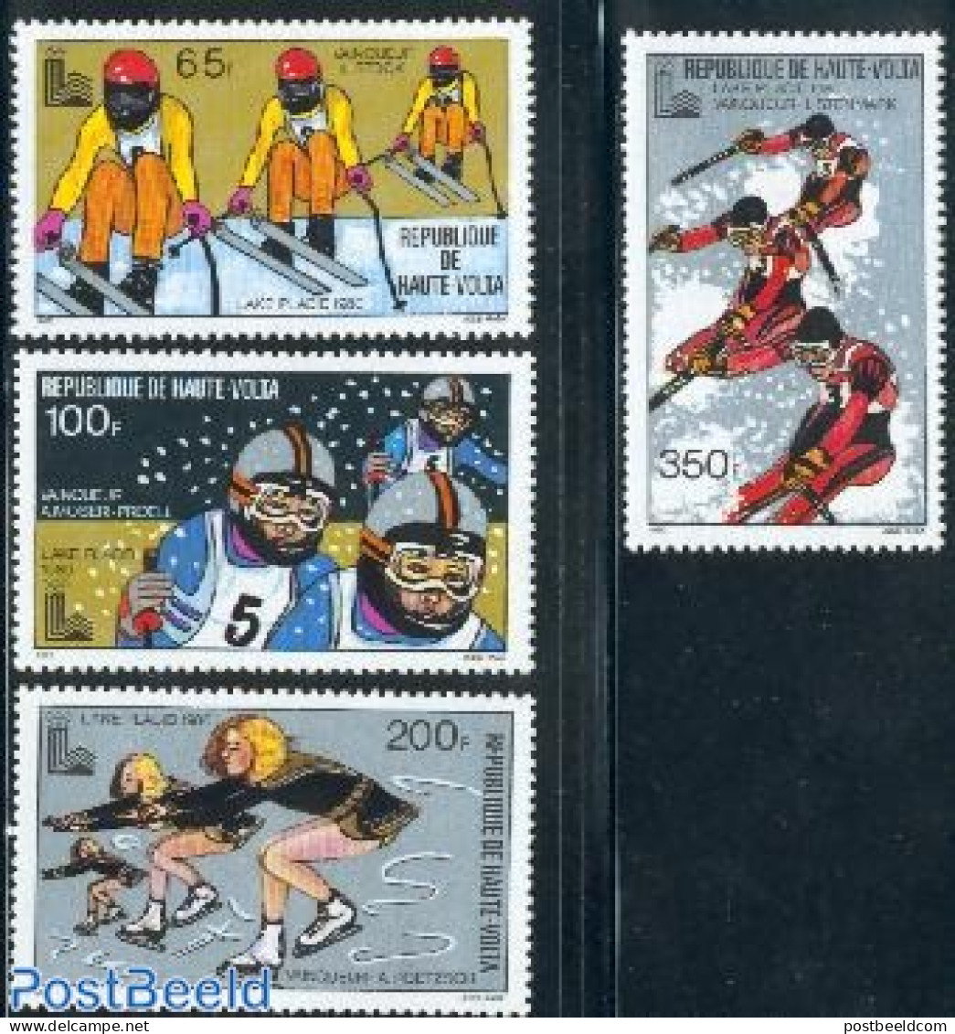 Upper Volta 1980 Lake Placid Winners 4v, Mint NH, Sport - Olympic Winter Games - Skating - Skiing - Skiing