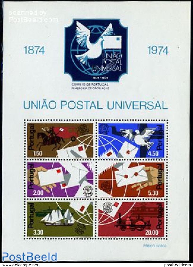 Portugal 1974 U.P.U. Centenary S/s, Mint NH, Transport - Post - U.P.U. - Railways - Ships And Boats - Neufs