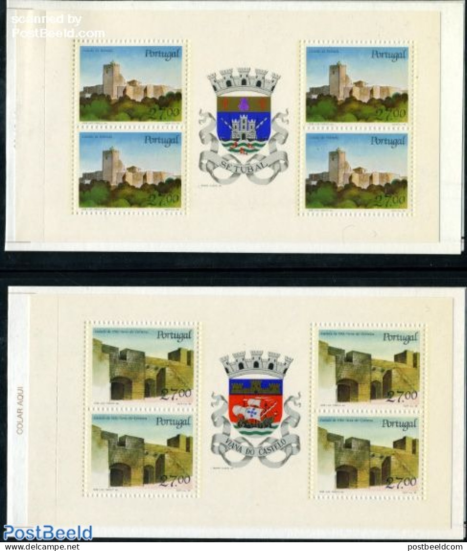 Portugal 1988 Castles, 2 Booklets, Mint NH, Stamp Booklets - Art - Castles & Fortifications - Ungebraucht