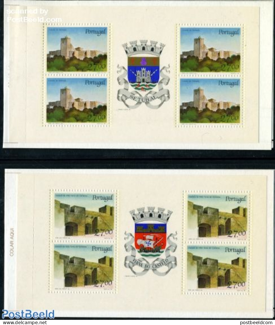 Portugal 1988 Castles, 2 Booklets, Mint NH, Stamp Booklets - Art - Castles & Fortifications - Neufs