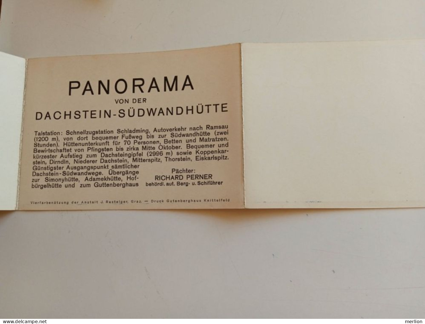 D202892  AK CPA  PANORAMA von der Dachstein Südwandhütte - Pächter Richard Perner - J Rasteiger, Graz ca 1906-10