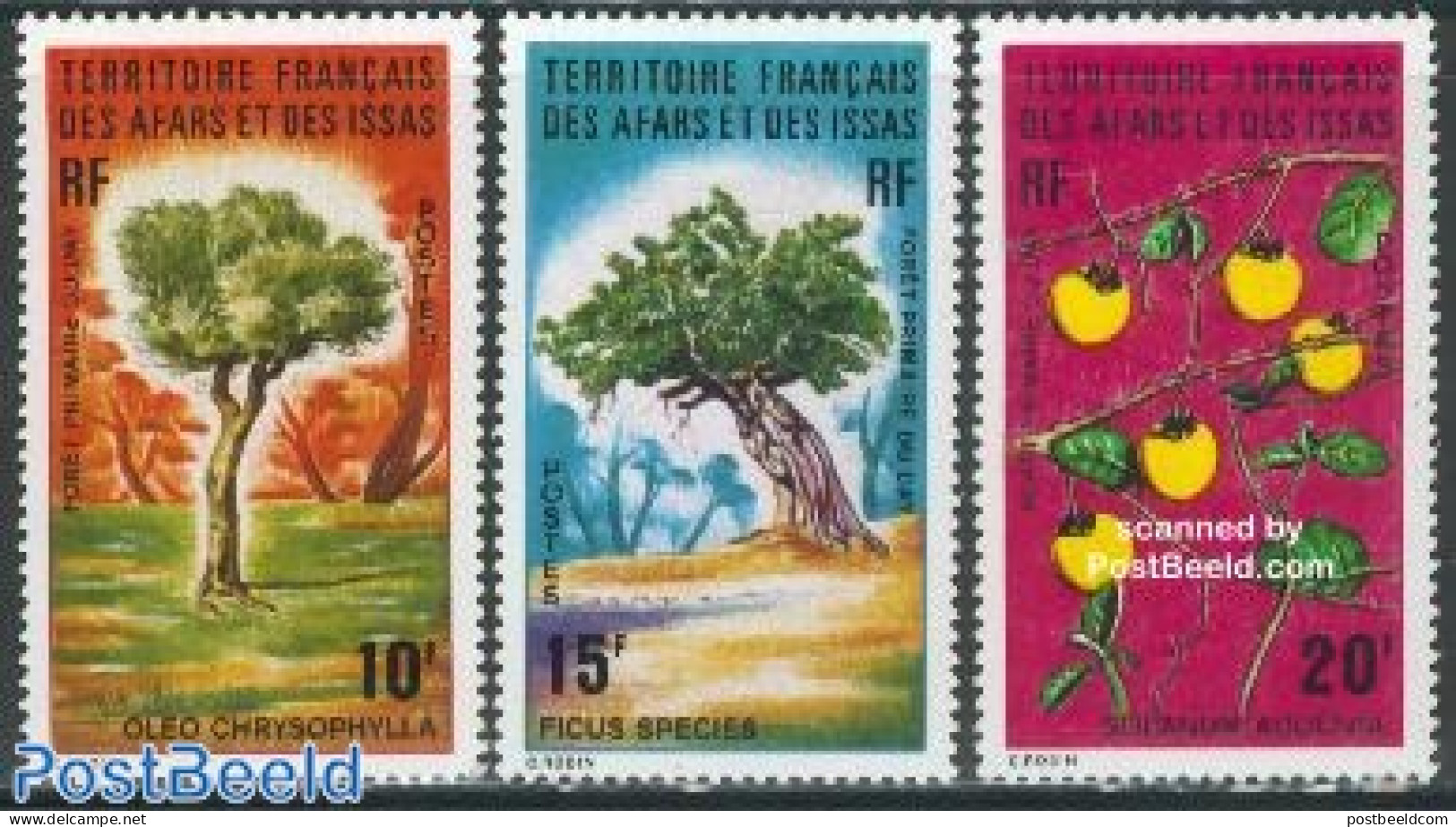 Afars And Issas 1974 Trees 3v, Mint NH, Nature - Trees & Forests - Neufs