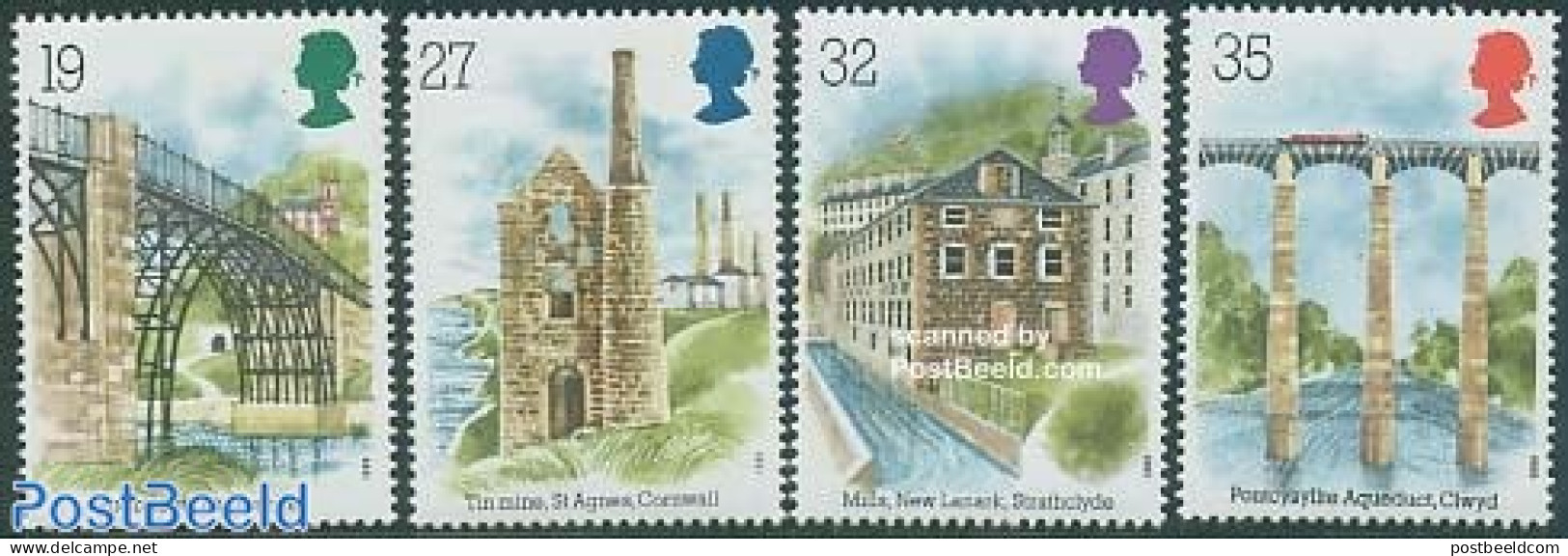 Great Britain 1989 Industrial Archaeology 4v, Mint NH, Various - Industry - Mills (Wind & Water) - Art - Bridges And T.. - Unused Stamps