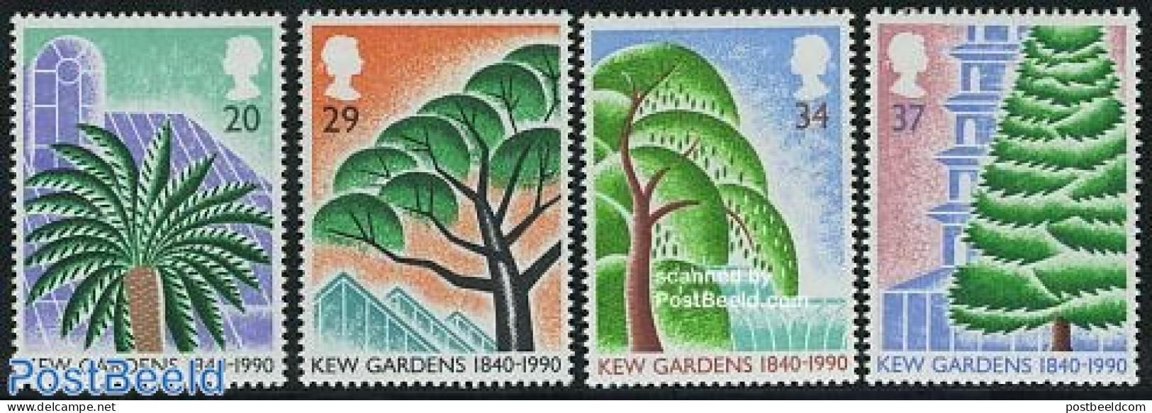 Great Britain 1990 Kew Gardens 4v, Mint NH, Nature - Gardens - Trees & Forests - Unused Stamps