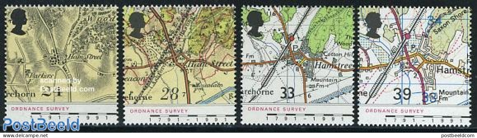 Great Britain 1991 Maps 4v, Mint NH, Various - Maps - Unused Stamps