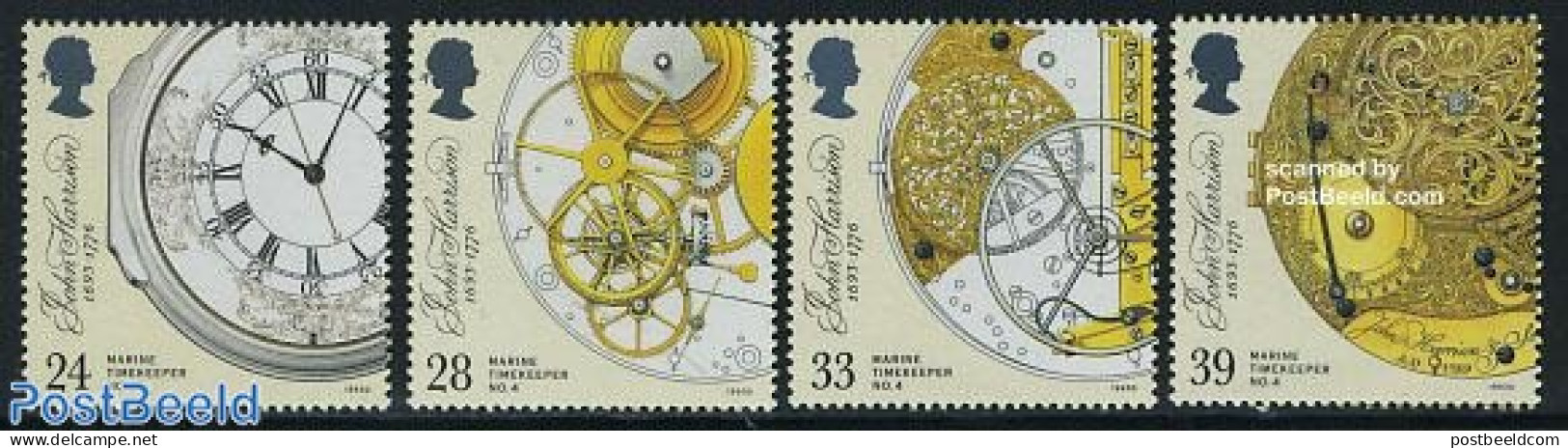 Great Britain 1993 John Harrison 4v, Mint NH, Science - Weights & Measures - Art - Art & Antique Objects - Clocks - Nuevos