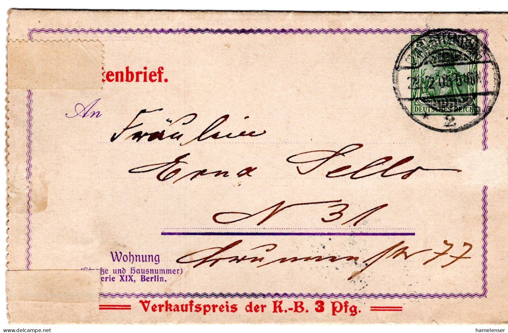 64509 - Deutsches Reich - 1911 - 5Pfg Germania PGAKtenBf "Anzeigen" Als OrtsBf CHARLOTTENBURG - Lettres & Documents