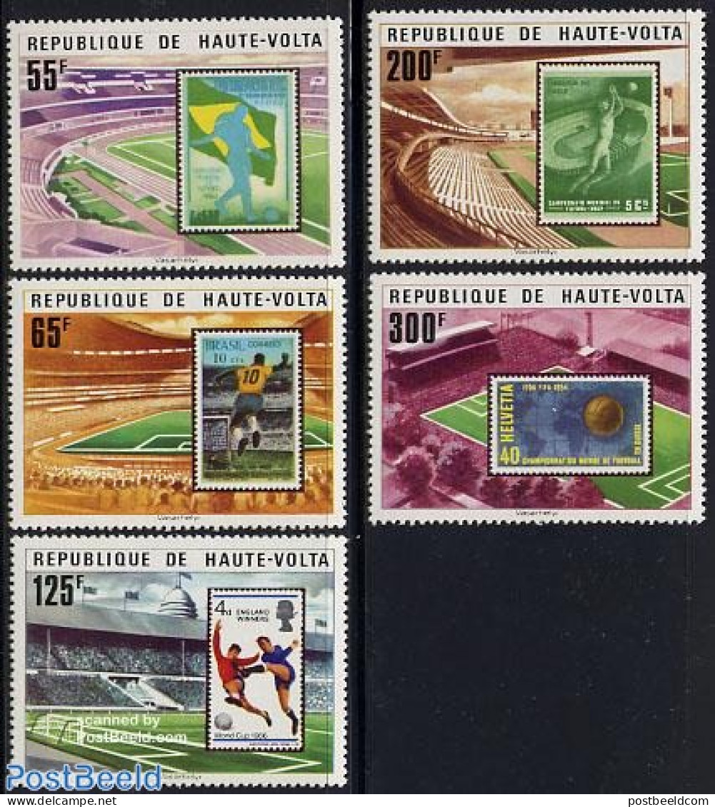 Upper Volta 1977 Football Games Argentina 5v, Mint NH, Sport - Football - Stamps On Stamps - Timbres Sur Timbres