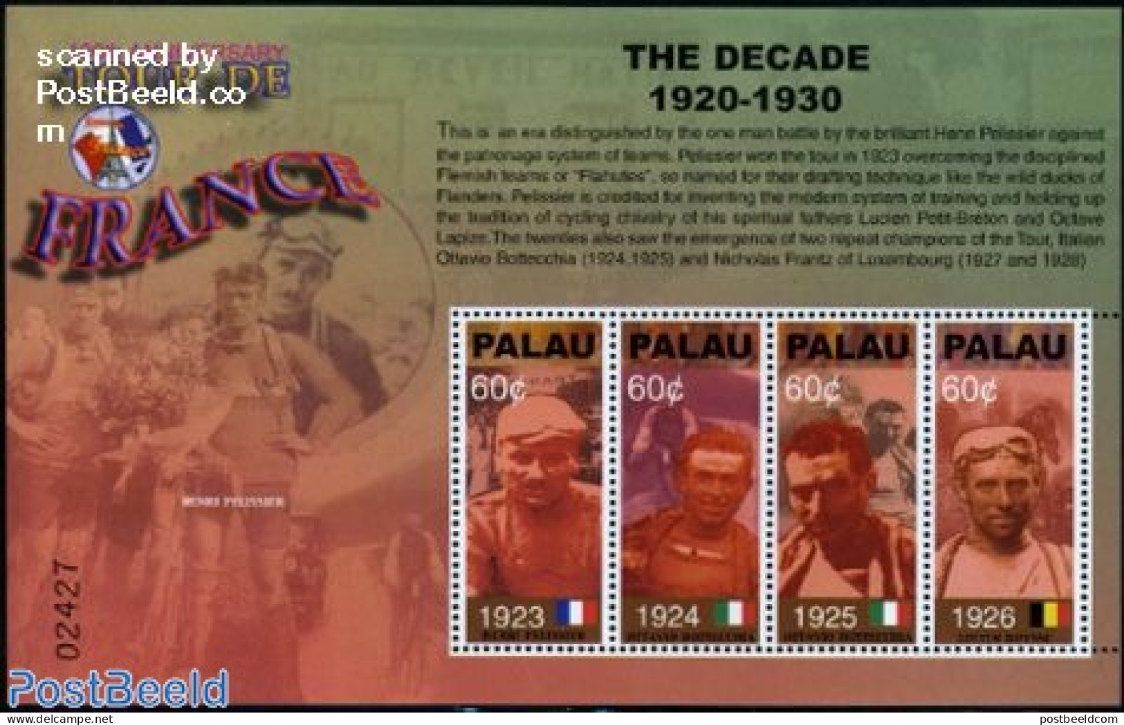 Palau 2003 Tour De France 4v M/s, Mint NH, Sport - Cycling - Sport (other And Mixed) - Cyclisme