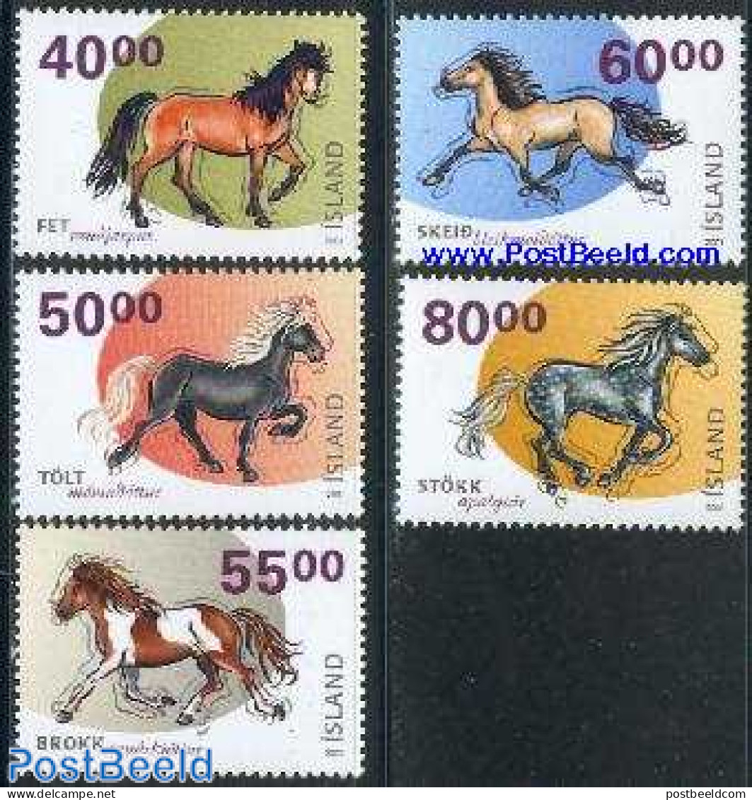 Iceland 2001 Horses 5v, Mint NH, Nature - Horses - Unused Stamps