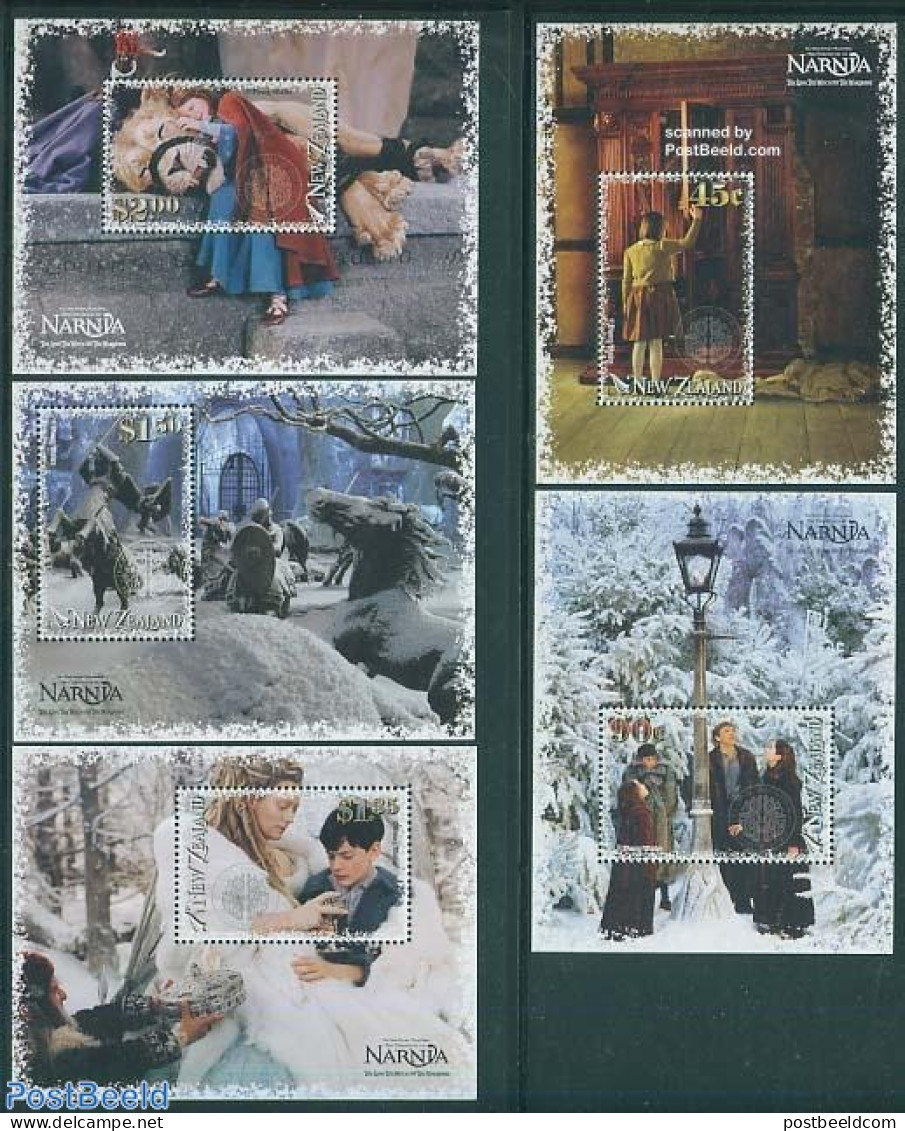 New Zealand 2005 Narnia 5 S/s, Mint NH, Nature - Performance Art - Cat Family - Horses - Film - Art - Science Fiction - Unused Stamps