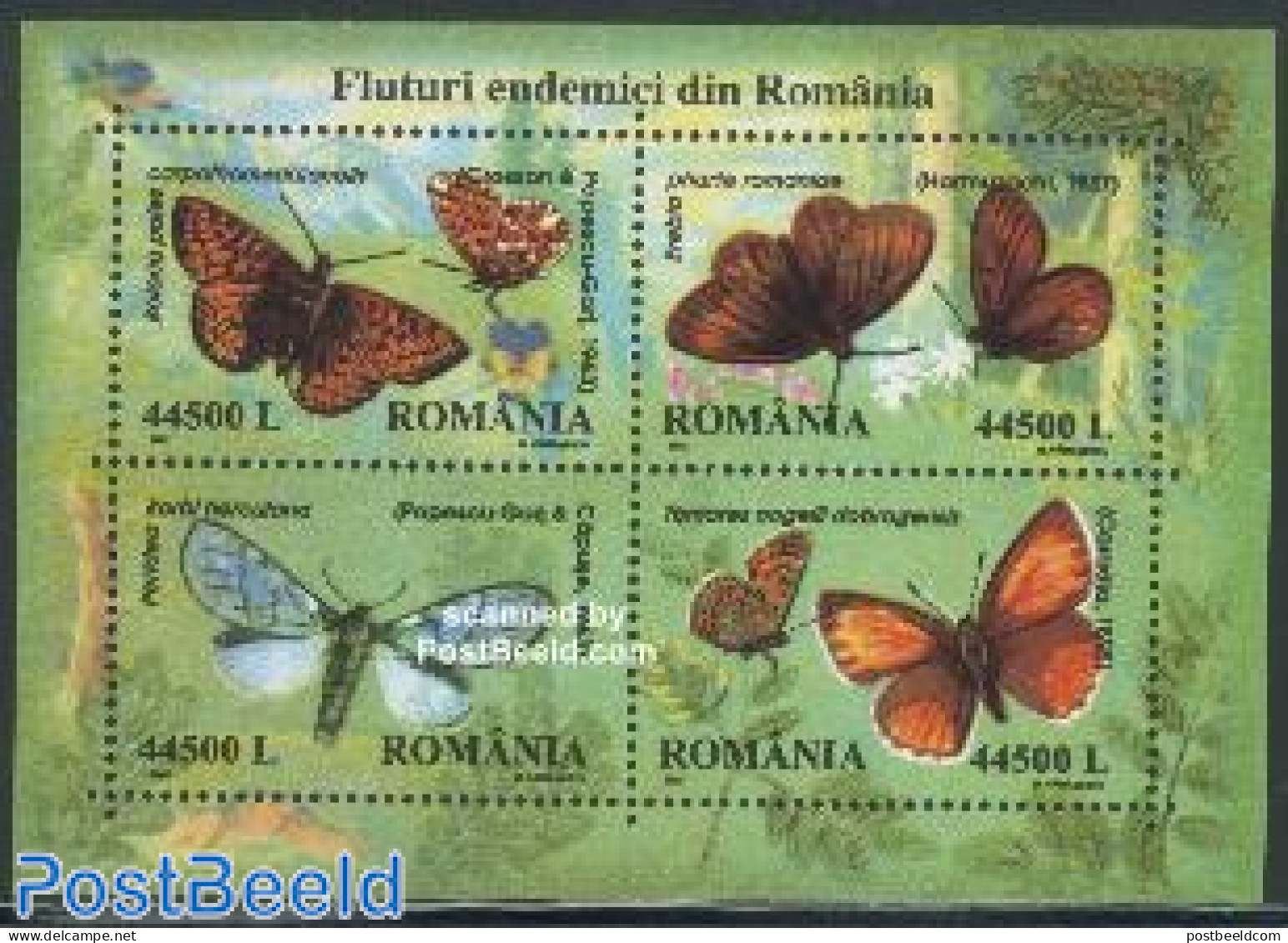 Romania 2002 Butterflies 4v M/s, Mint NH, Nature - Butterflies - Unused Stamps