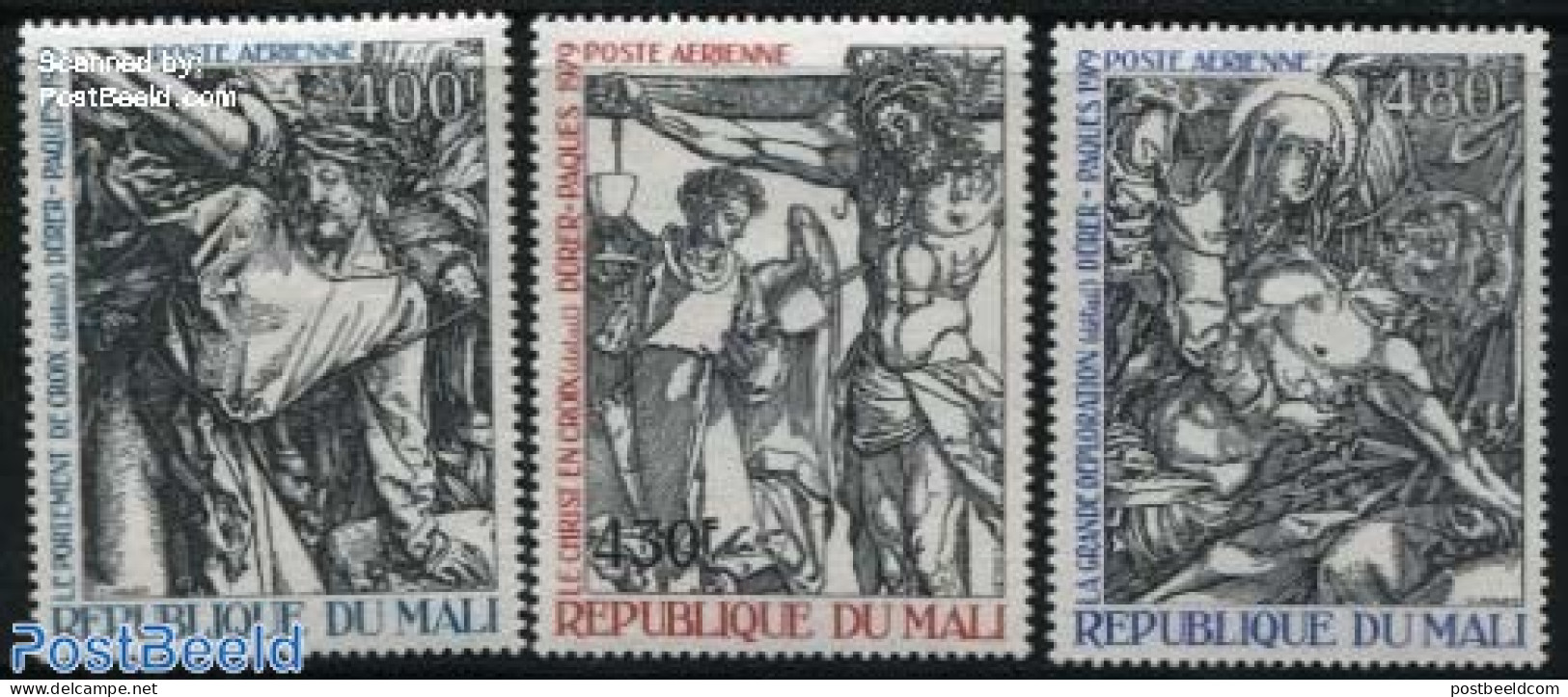 Mali 1979 Easter, Durer Paintings 3v, Mint NH, Religion - Religion - Art - Dürer, Albrecht - Paintings - Mali (1959-...)