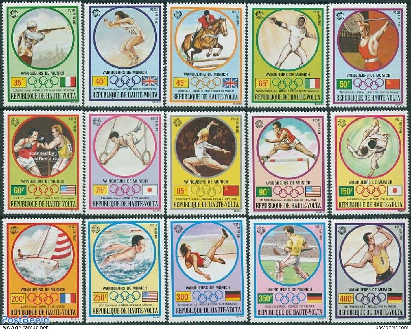 Upper Volta 1972 Olympic Winners 15v, Mint NH, Sport - Hockey - Olympic Games - Hockey (Field)