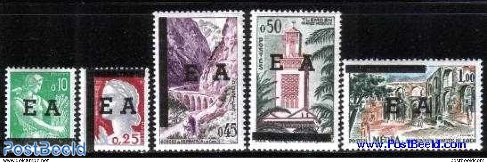 Algeria 1962 EA Overprints 5v, Mint NH - Ongebruikt