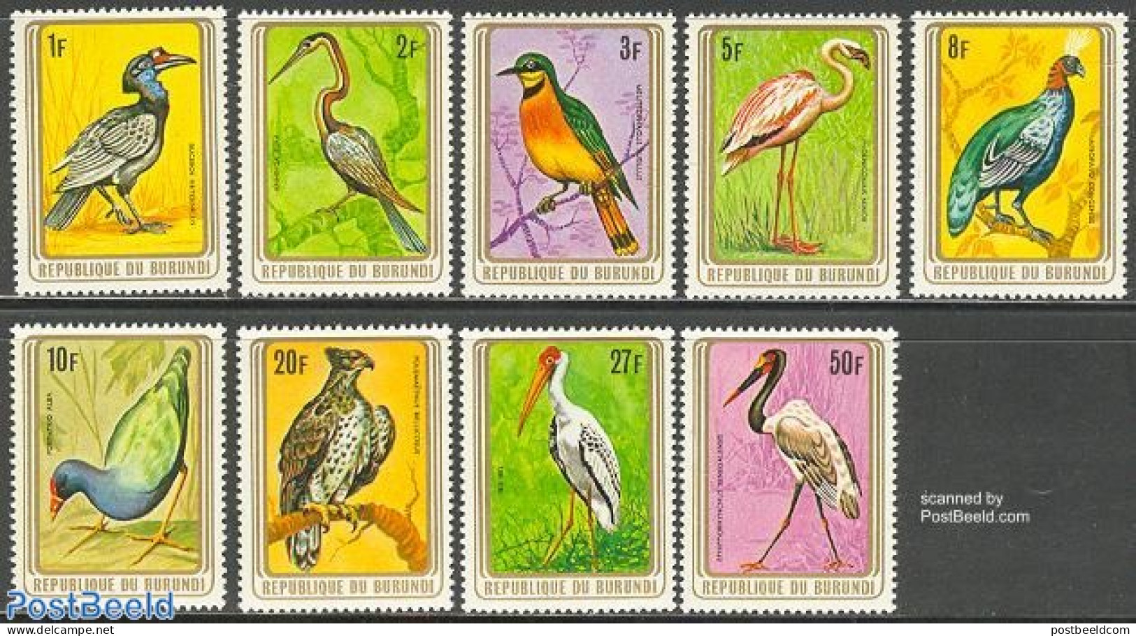 Burundi 1979 Birds 9v, Mint NH, Nature - Birds - Flamingo - Autres & Non Classés