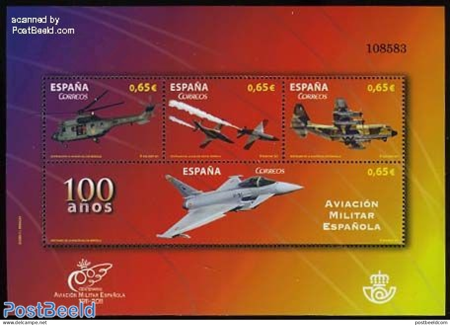 Spain 2011 100 Years Military Aviation In Spain S/s, Mint NH, History - Transport - Militarism - Helicopters - Aircraf.. - Ongebruikt