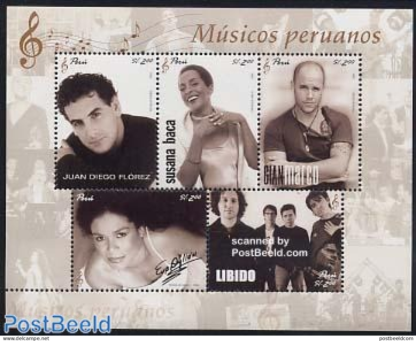 Peru 2004 Music 5v M/s, Mint NH, Performance Art - Music - Popular Music - Musique