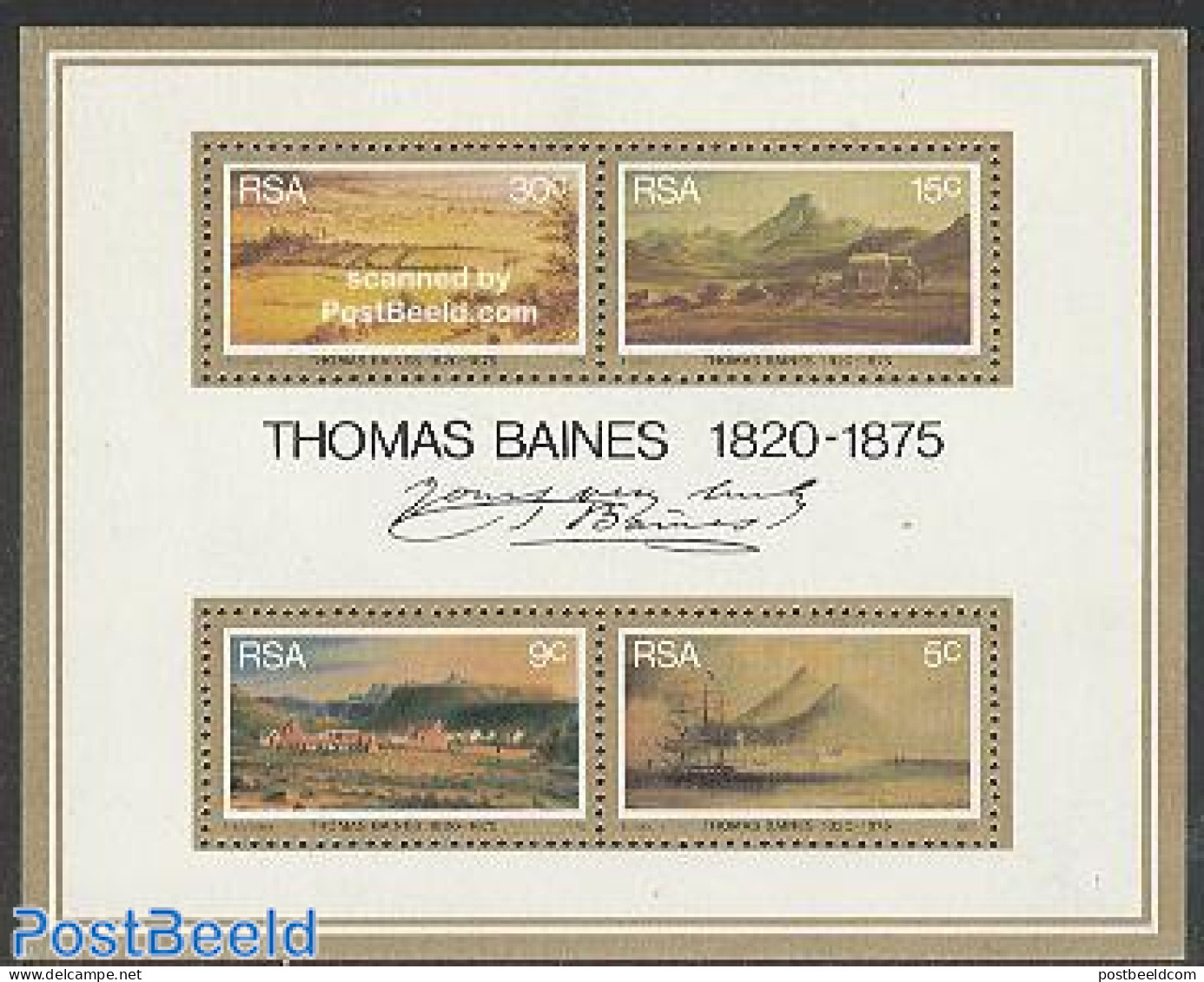 South Africa 1975 Thomas Baines S/s, Mint NH, Art - Paintings - Ungebraucht