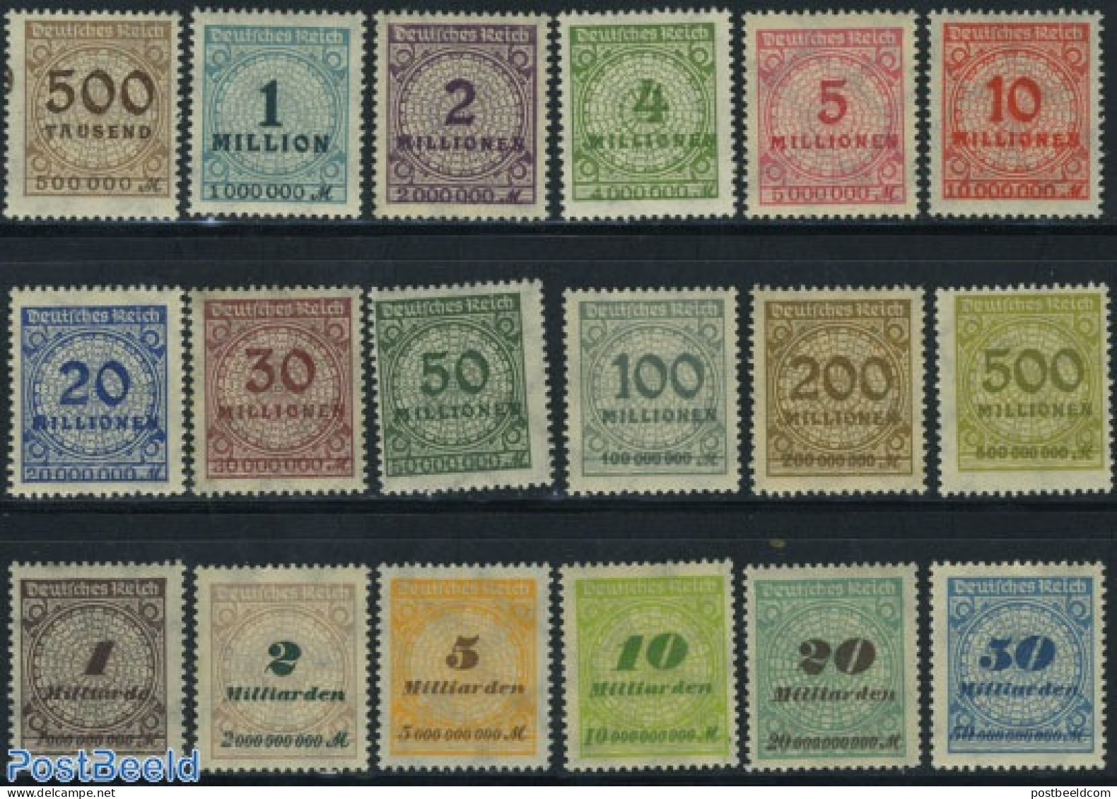 Germany, Empire 1923 Definitives 18v, Mint NH - Neufs
