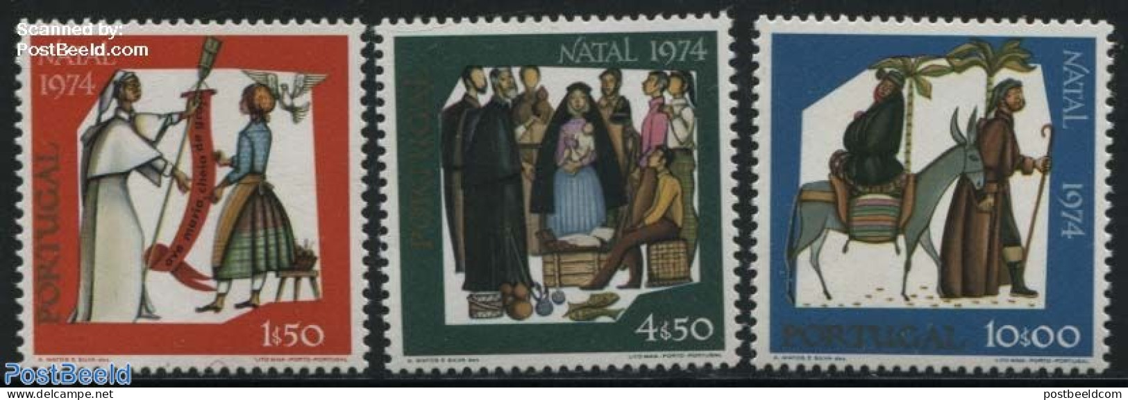 Portugal 1974 Christmas 3v, Mint NH, Religion - Christmas - Unused Stamps