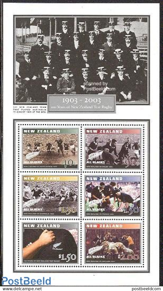 New Zealand 2003 Rugby Team 6v M/s, Mint NH, Sport - Rugby - Sport (other And Mixed) - Ongebruikt